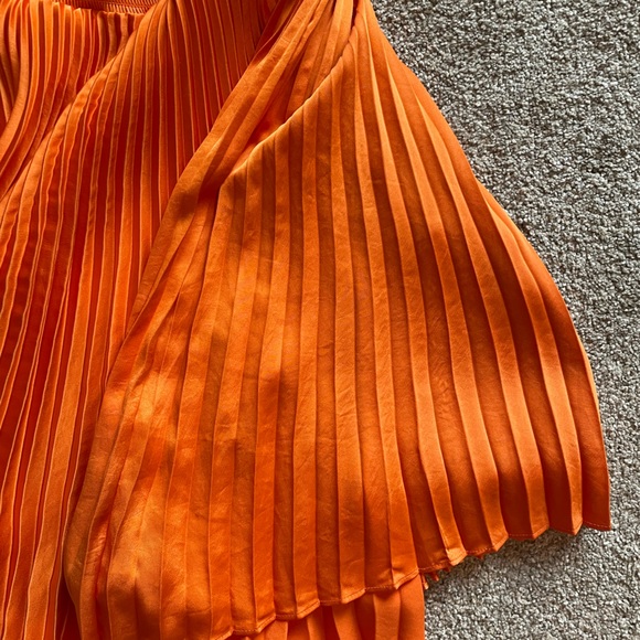 Snazzy Pleated Orange Asymmetrical A.L.C dress. - Picture 10 of 13